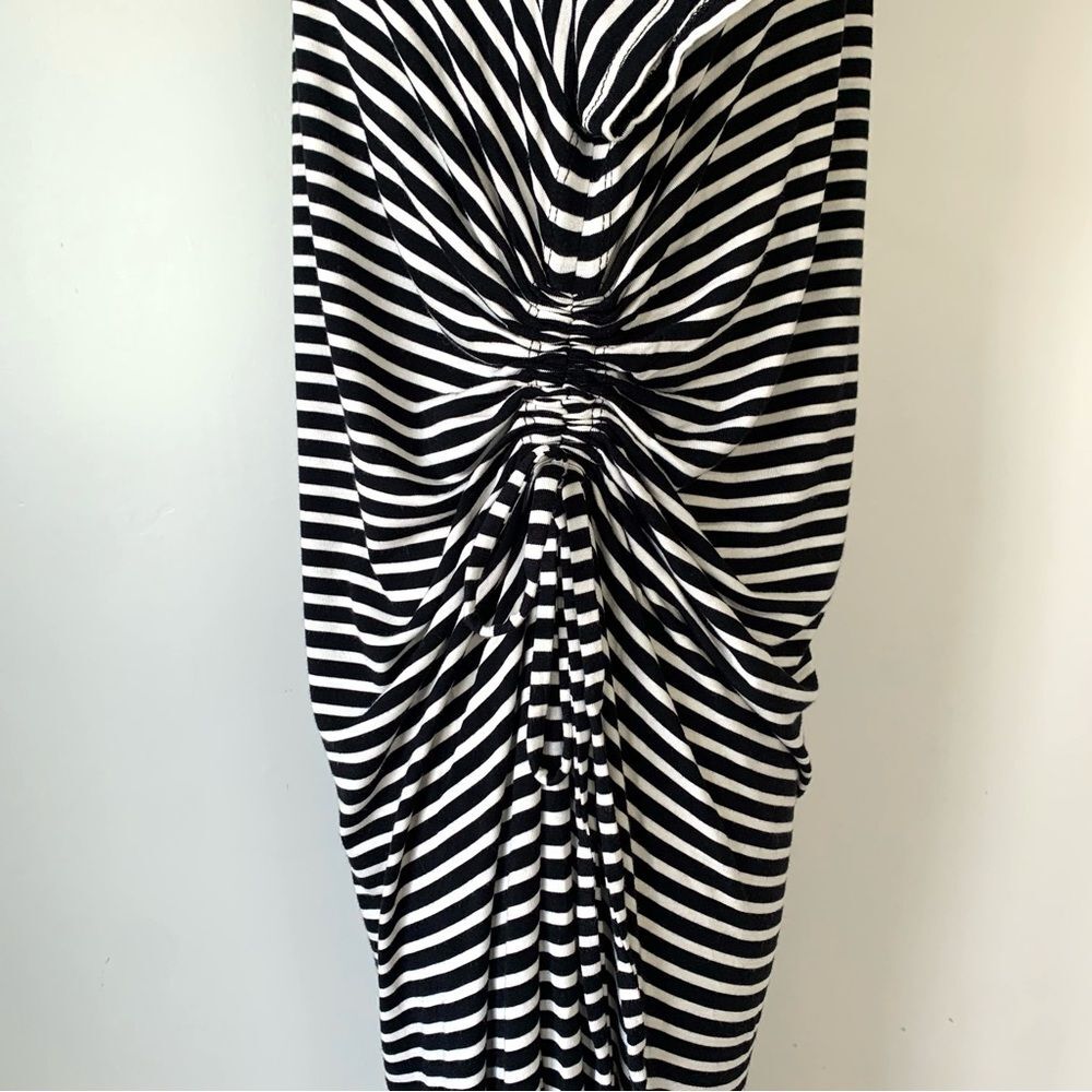 GAP Short Sleeve Striped Ruched Side Midi Dress Size Large - Picture 4 of 9